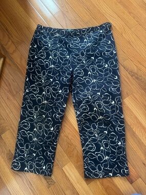 Ralph Lauren Navy and White Floral Print Crop Pants